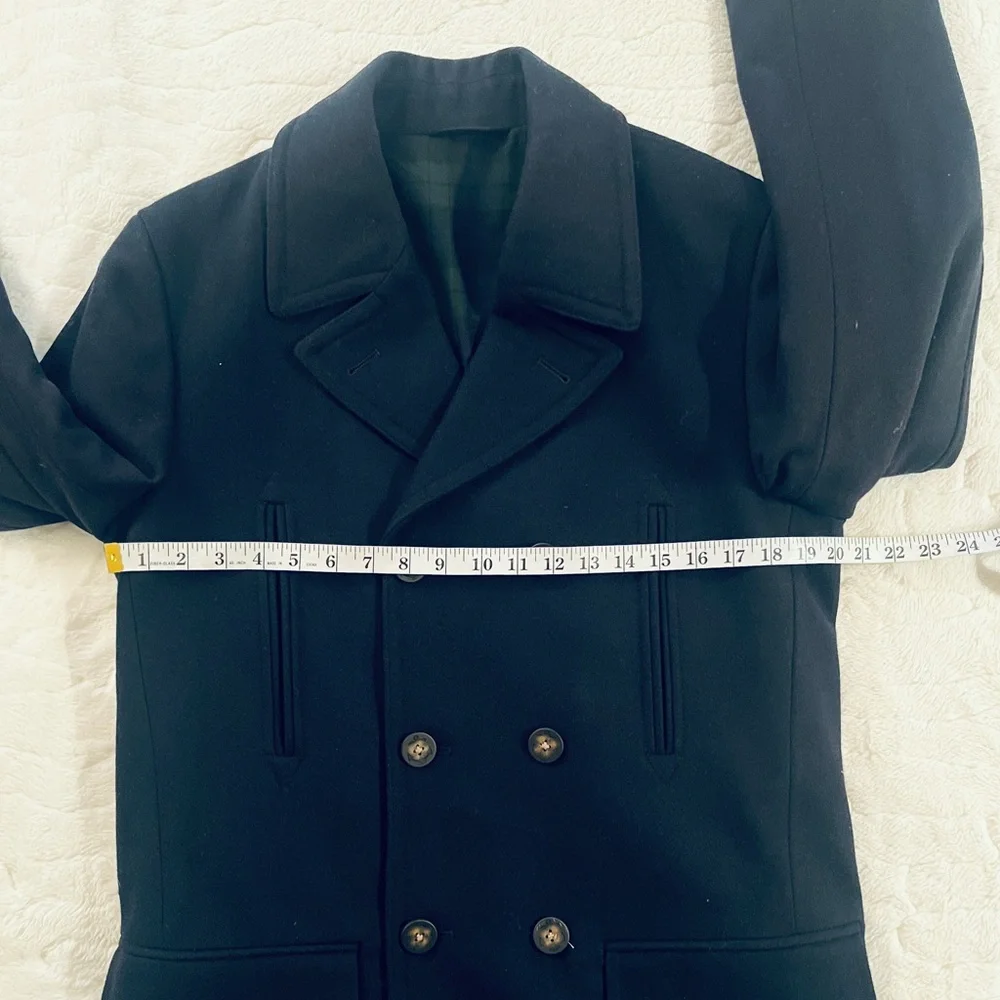 Lauren Ralph Lauren Men Wool Blend Double-Breasted Luke Peacoat Black size 38R